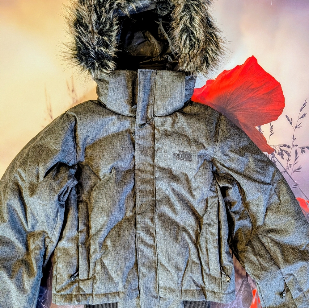 The North Face Women's Charcoal Puffer with Faux Fur Hood